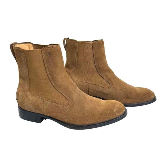 Tods Womens Camel Suede Chelsea Ankle Booties Womens 7.5 - Picture 1 of 11